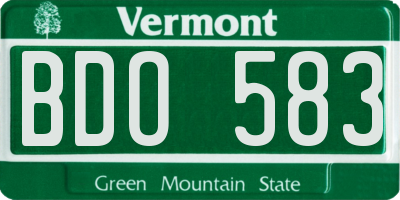 VT license plate BDO583