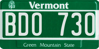 VT license plate BDO730