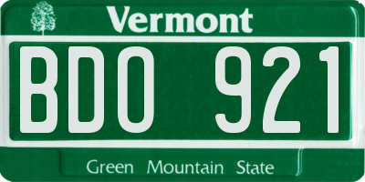 VT license plate BDO921