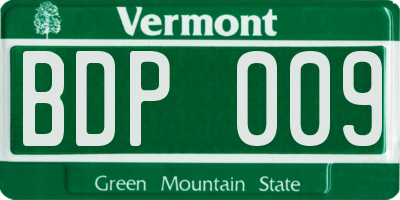 VT license plate BDP009
