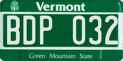 VT license plate BDP032