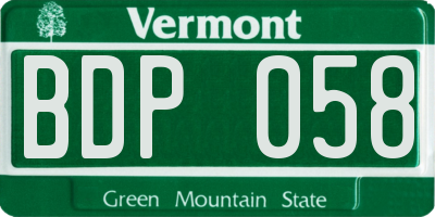 VT license plate BDP058
