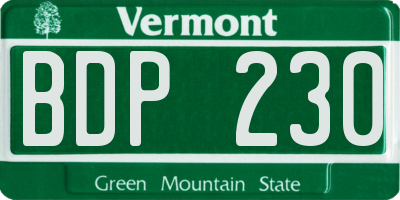 VT license plate BDP230