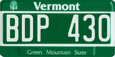 VT license plate BDP430