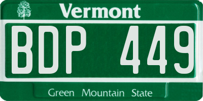 VT license plate BDP449