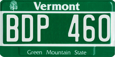 VT license plate BDP460