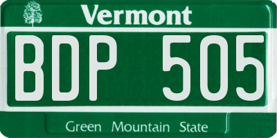 VT license plate BDP505