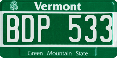 VT license plate BDP533