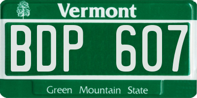 VT license plate BDP607