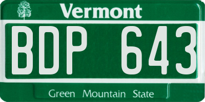 VT license plate BDP643
