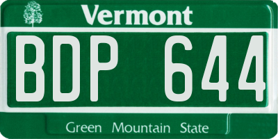 VT license plate BDP644