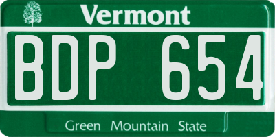 VT license plate BDP654