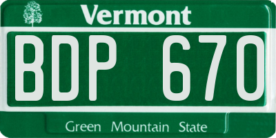 VT license plate BDP670