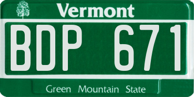 VT license plate BDP671