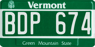 VT license plate BDP674