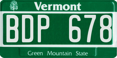 VT license plate BDP678