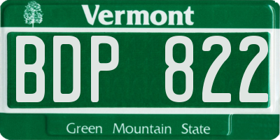 VT license plate BDP822