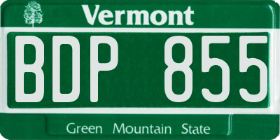 VT license plate BDP855
