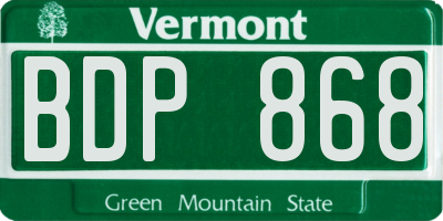 VT license plate BDP868