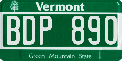 VT license plate BDP890