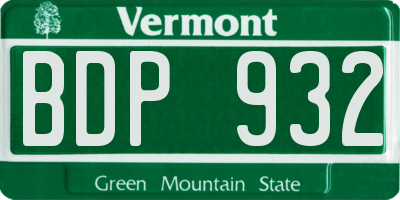 VT license plate BDP932