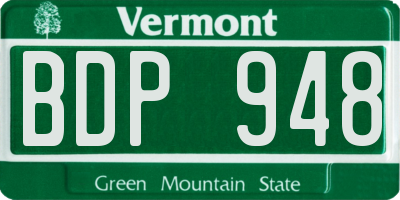 VT license plate BDP948