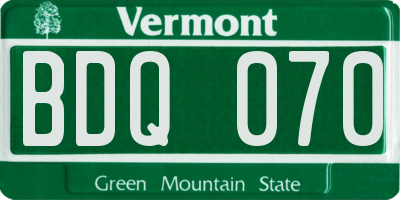 VT license plate BDQ070