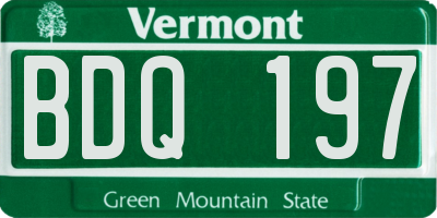 VT license plate BDQ197