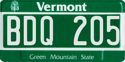 VT license plate BDQ205