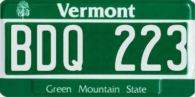 VT license plate BDQ223