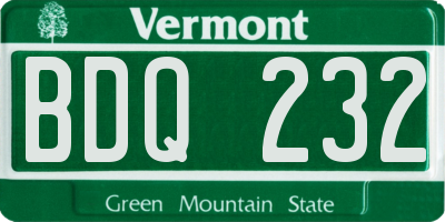 VT license plate BDQ232