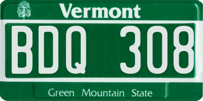 VT license plate BDQ308