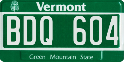 VT license plate BDQ604