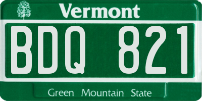 VT license plate BDQ821