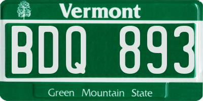 VT license plate BDQ893