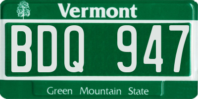 VT license plate BDQ947