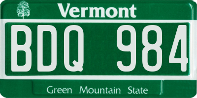 VT license plate BDQ984
