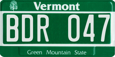 VT license plate BDR047