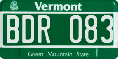 VT license plate BDR083