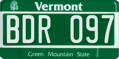 VT license plate BDR097