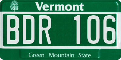 VT license plate BDR106