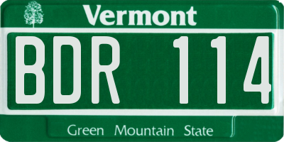 VT license plate BDR114