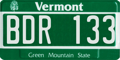 VT license plate BDR133