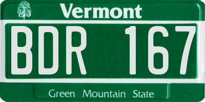 VT license plate BDR167