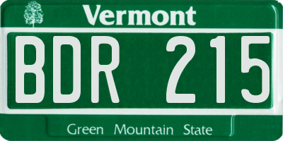 VT license plate BDR215
