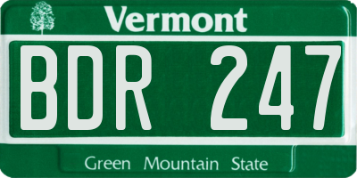 VT license plate BDR247