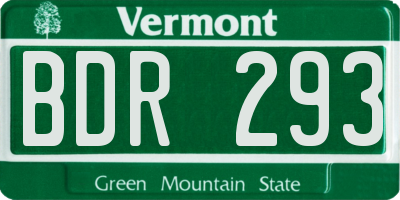 VT license plate BDR293