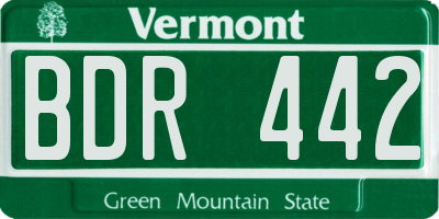 VT license plate BDR442