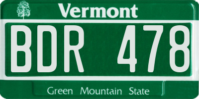 VT license plate BDR478