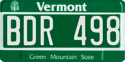 VT license plate BDR498